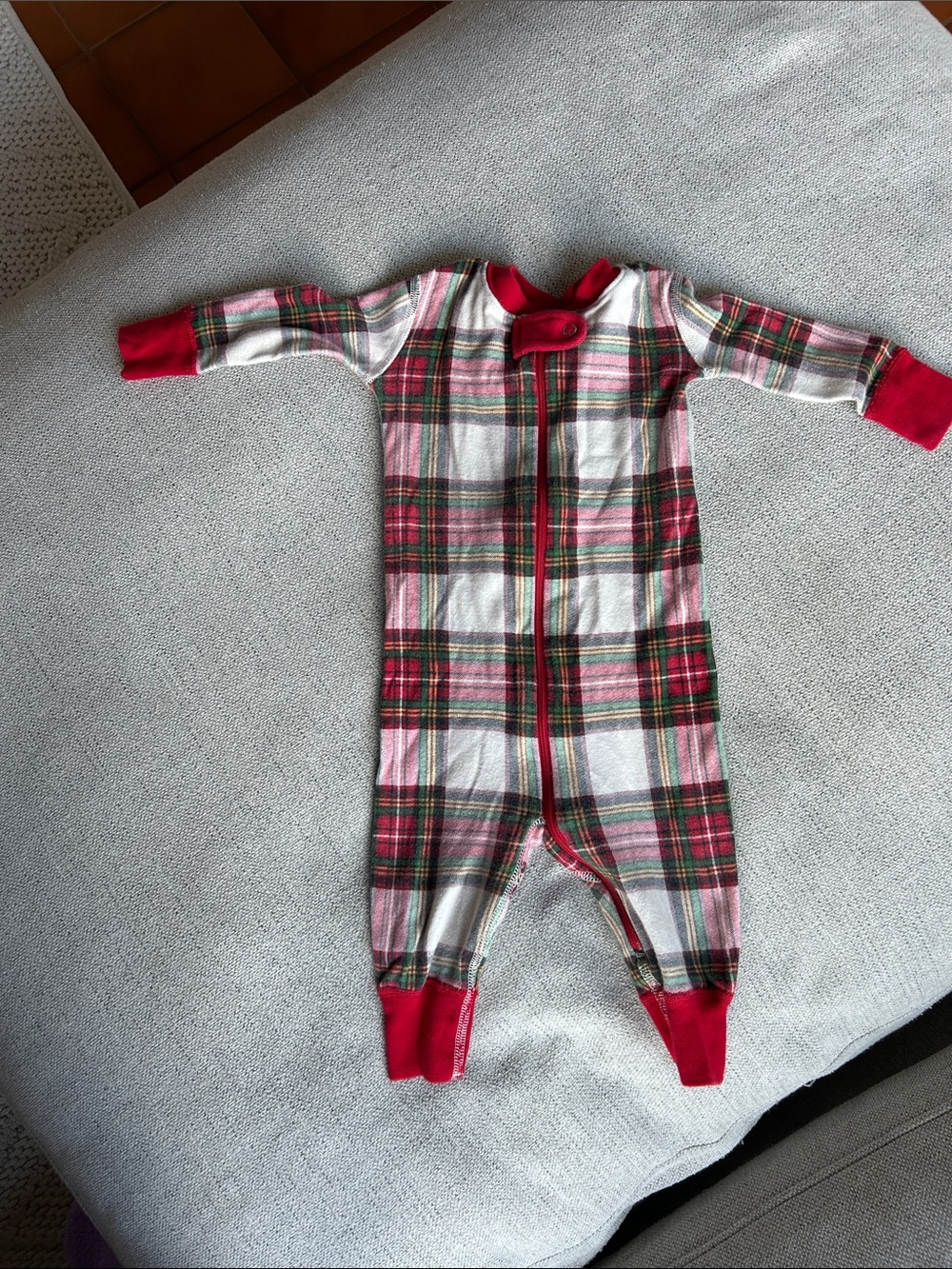 Hanna Andersson Red and Green Plaid One-Piece Footie